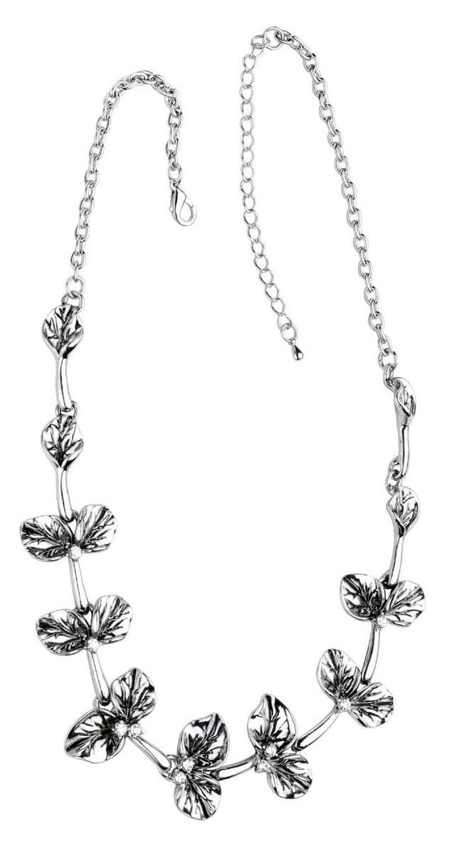Behave - Korte ketting bladvorm kristalstenen - Glanzend zilverkleur - Mode-accessoire