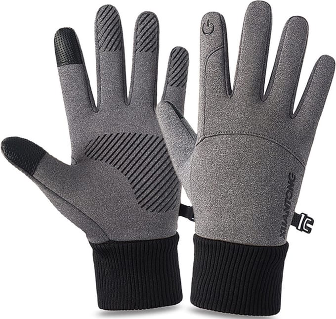 Fleece Handschoenen met Touchscreen bediening – Wind en Waterdicht – Maat L – Grijs
