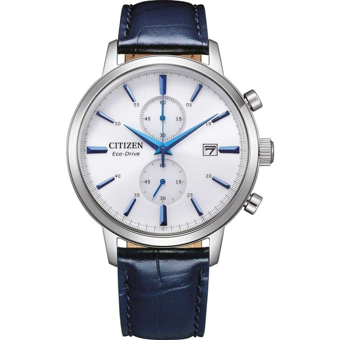 Citizen CA7069-16A Horloge - Leer - Blauw - Ø 41 mm