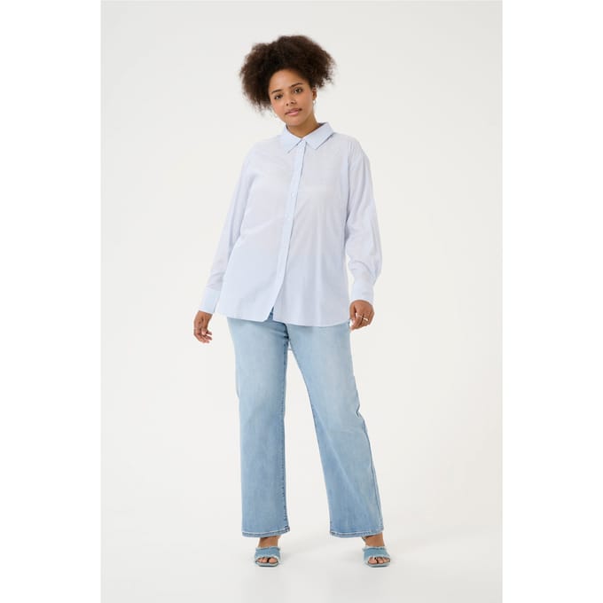 Overhemd met lang mouwen Loose fit Blue/White Stripe blue white