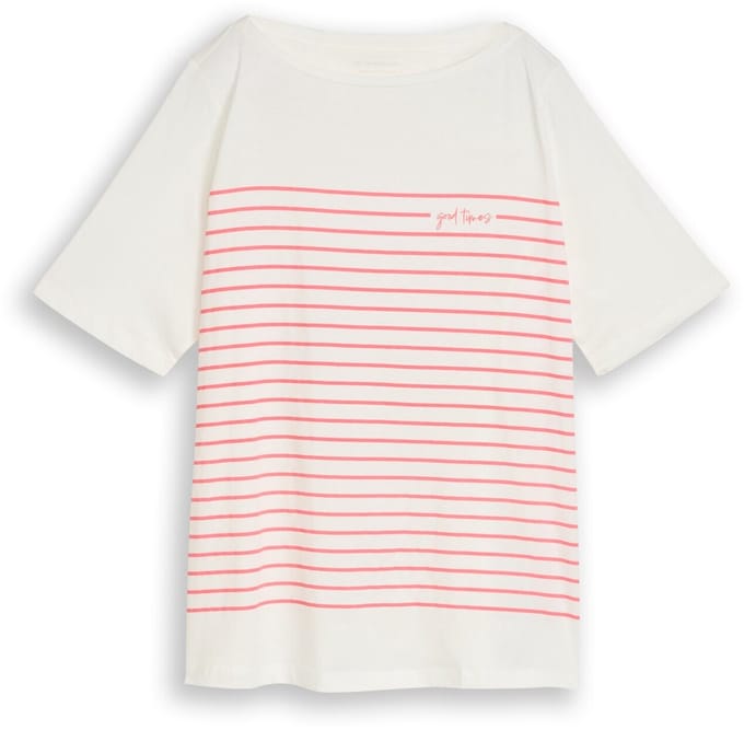 Tom Tailor - Plus Size - T-shirt met streepjesmotief - Maat 50 - Whisper White