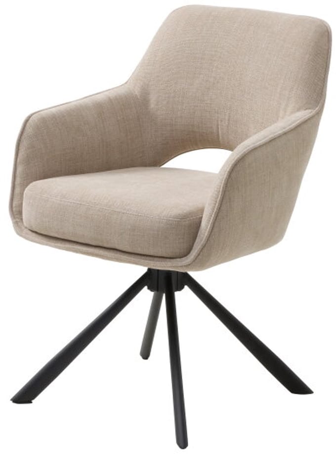 Eetkamerstoel Cowley draaibaar - Chenille - Beige - 59x65x86 cm - eetkamerstoelen set van 2