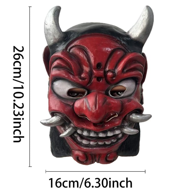 Masque en latex de diable style japonais One size fits all adults rouge