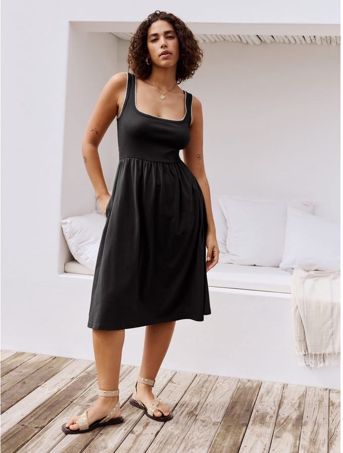 Next - Dames - Jersey midi-zomerjurk - Zwart