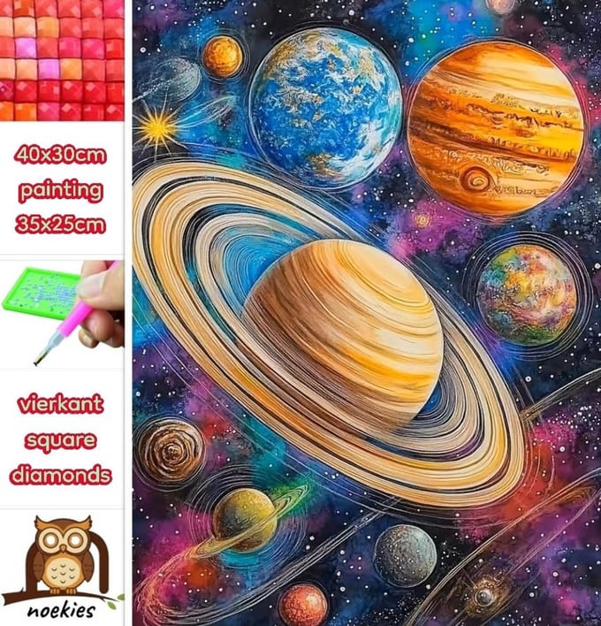 40x30cm Diamond Painting planeten (vierkant) nr 202