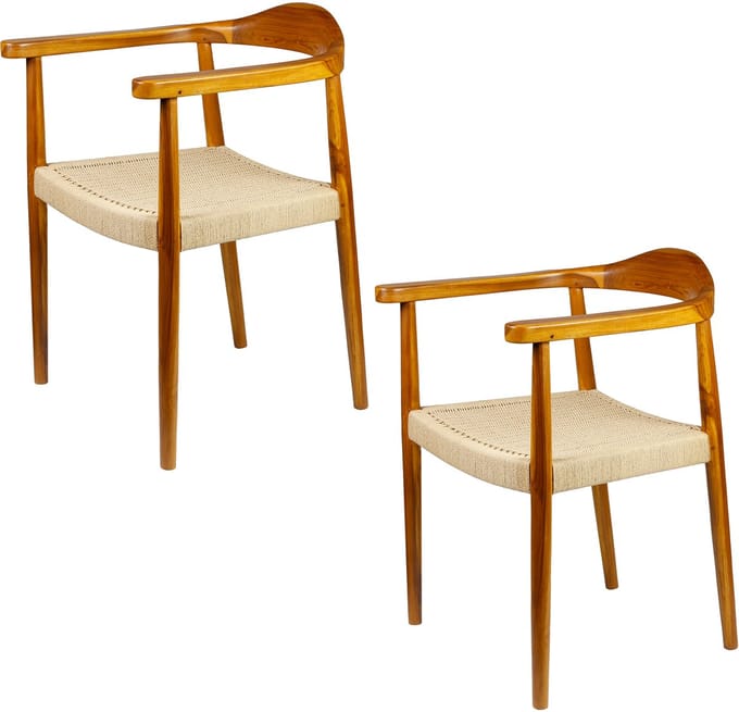 Houten eetkamerstoel - rotan stoel - set