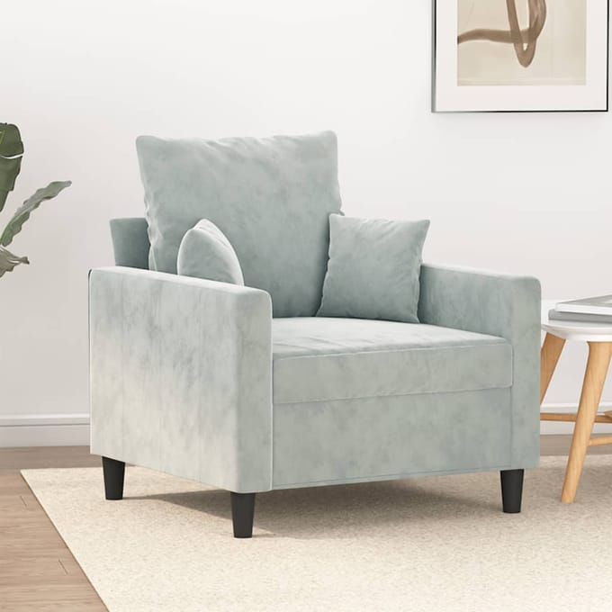 vidaXL - Fauteuil - 60 - cm - fluweel - lichtgrijs