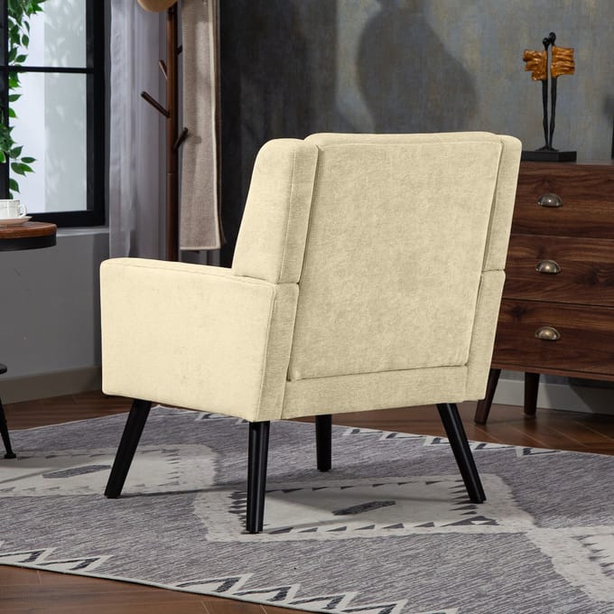 MODFU - Fauteuil - Gecapitonneerd En Ergonomisch - Compact - Voor Woonkamer - Linnen - Beige