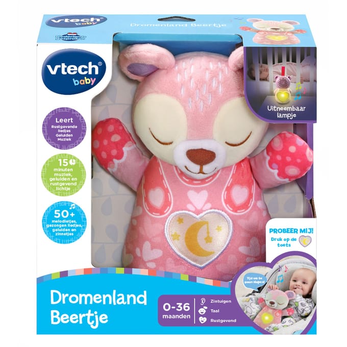 VTech Baby Dromenland Beertje - Interactieve Knuffel - Educatief Speelgoed - Van 1 tot 3 Jaar - Roze
