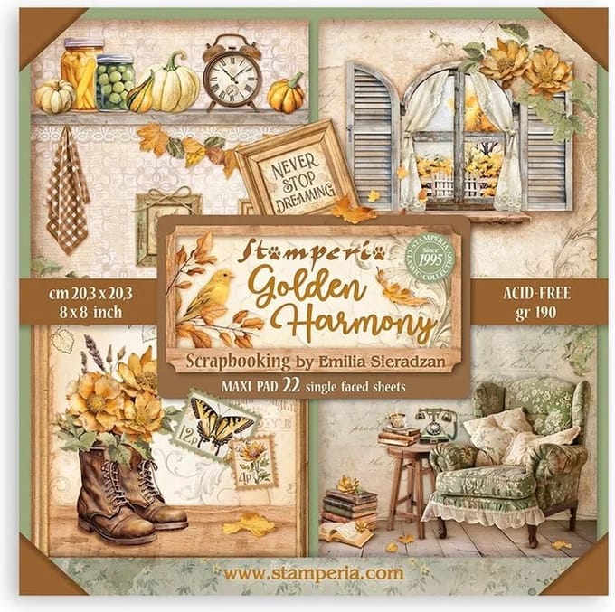 Stamperia - Golden Harmony 8x8 Inch Paper Pack Maxi (Single Face) (SBBSXB05)