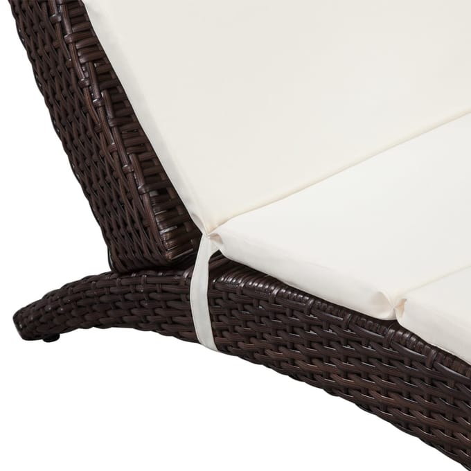 vidaXL - Ligbed - inklapbaar - met - kussen - poly - rattan - bruin