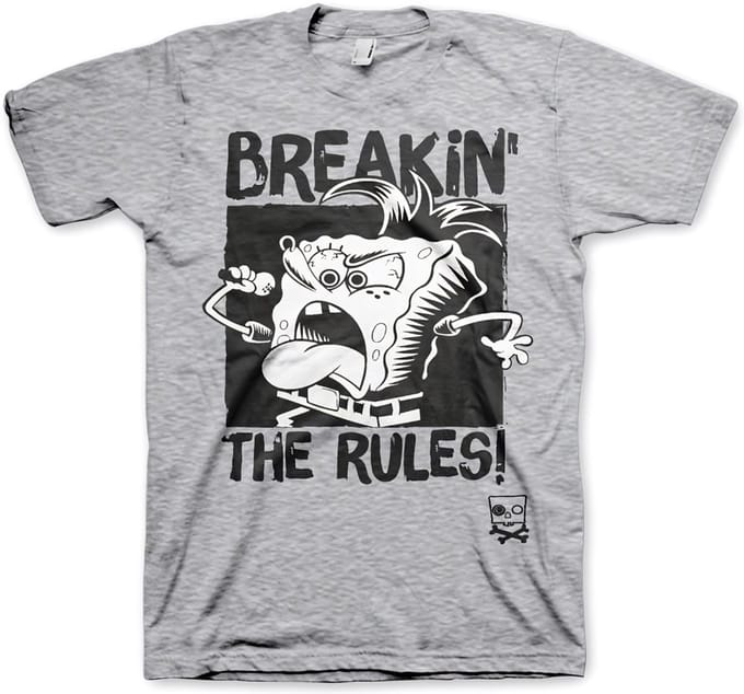 SpongeBob SquarePants Heren Tshirt -S- Breakin' The Rules Grijs