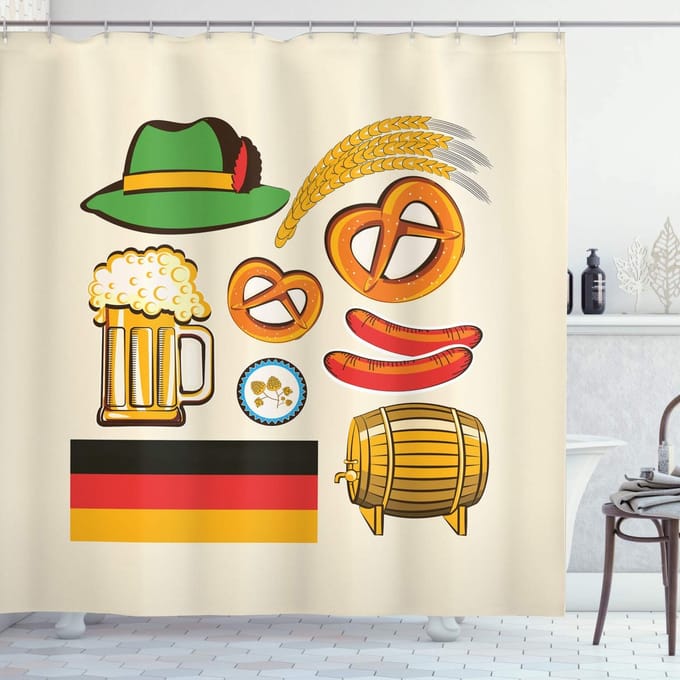 ABAKUHAUS douchegordijn – drukpatroon – 175x240 cm – veelkleurig