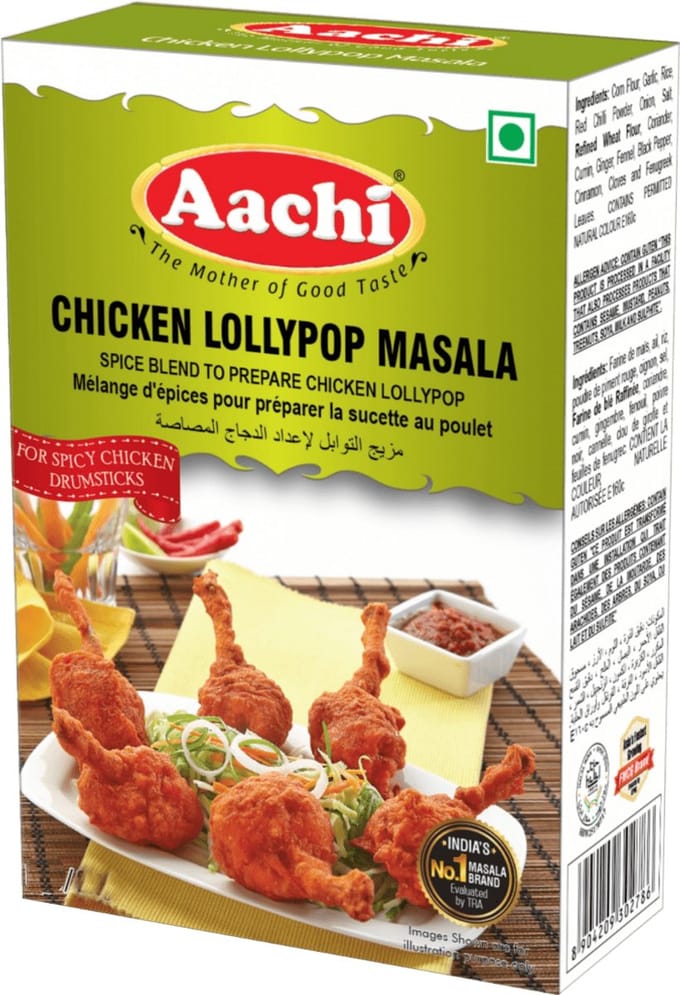 Aachi - Chicken Lollypop Masala - Kruidenmix Kip Drumsticks - 3x 100 g