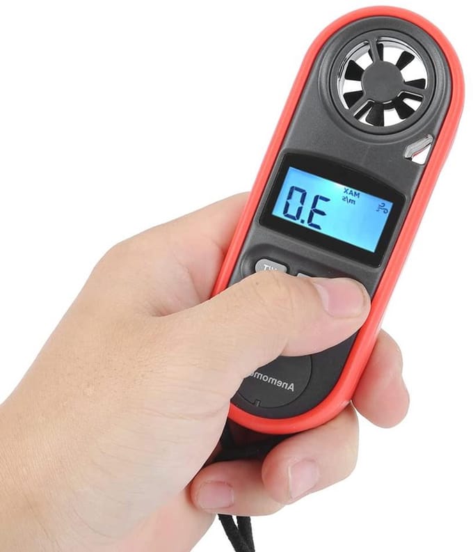 Anemometer Windsnelheidmeter - Windmeter Vane - Windsnelheid Meten - Zes Bladen Ontwerp - 12.4 cm - Zwart