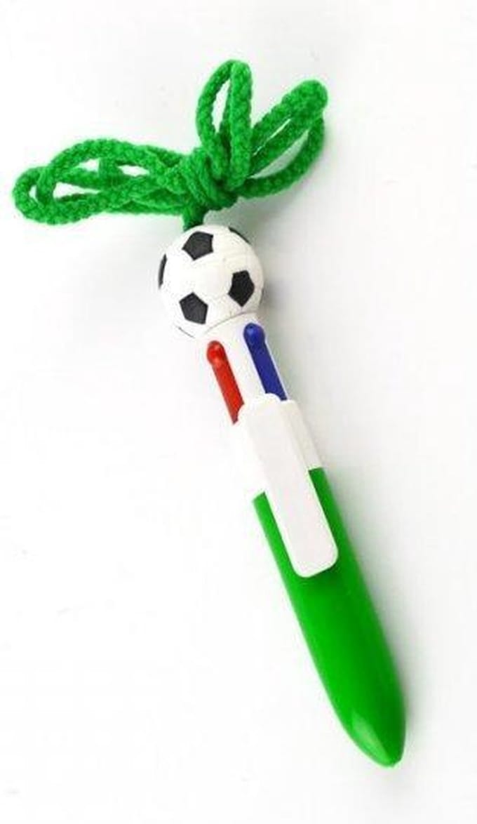 Balpen Voetbal aan Koord - schrijft 4 Kleuren | GROEN