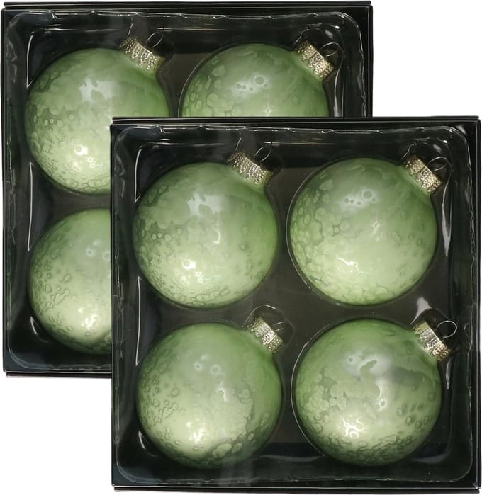Othmar Decorations Luxe kleine kerstballen - 8x st - 8 cm - olijf groen - glas - ice finish