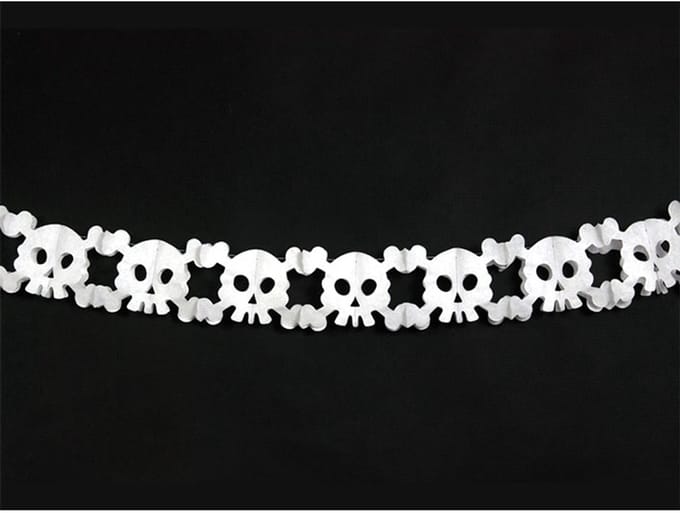 PartyDeco - Slinger Schedel Wit 3 Meter - Halloween - Halloween Decoratie - Halloween Versiering