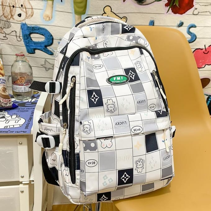 Schooltas Basisschoolleerlingen Kinderen Ruit Junior Middelbare Schoolleerlingen Middelbare Schoolleerlingen white