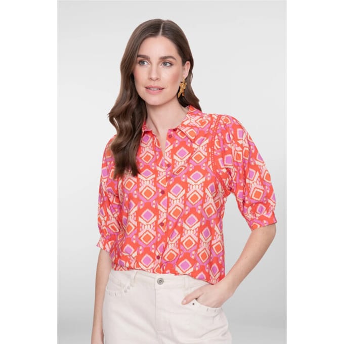 Geisha Blouse Blouse 63195 20 Manderine Red/ecru Dames Maat - S
