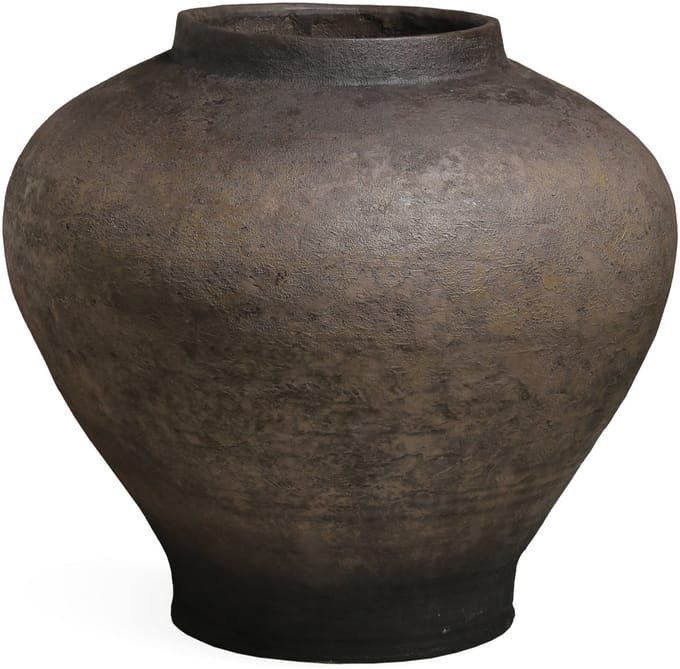 PTMD Nakela Dark Brown Fiber Cement Vintage Jar Pot