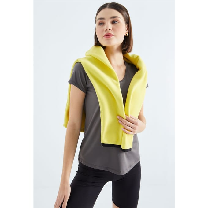 Dames Effen V-Hals Korte Mouwen T-Shirt