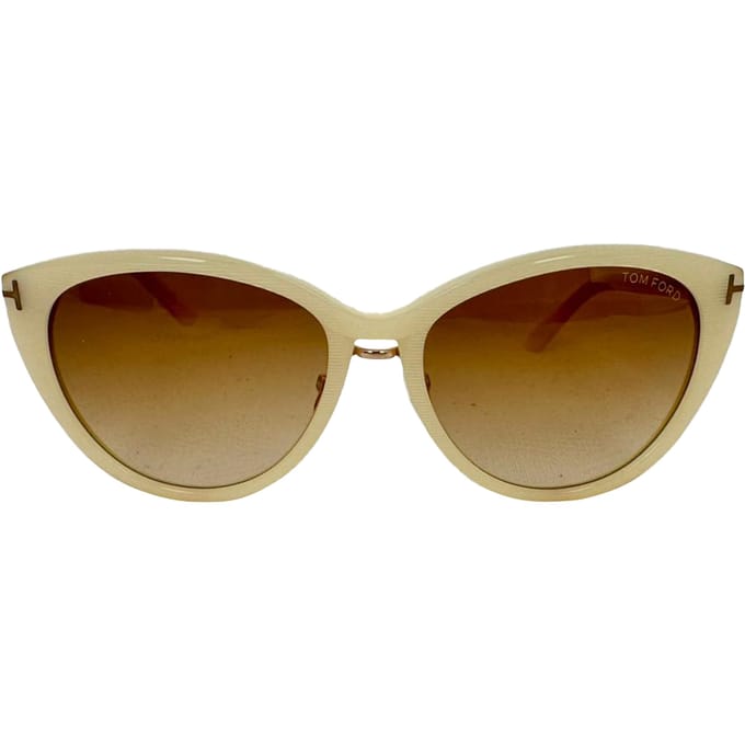 Tom Ford Cat-Eye Geverfde Zonnebril in Ecru Acetaat