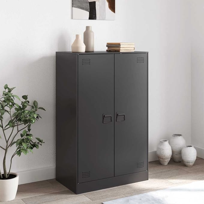 vidaXL - Dressoir - 67x39x107 - cm - staal - zwart