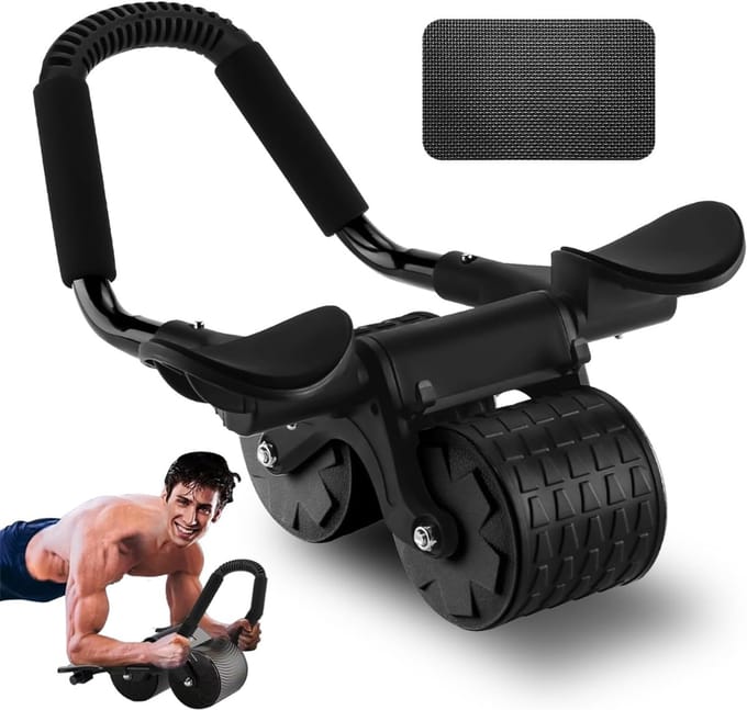 TIM® Ab Roller - Ab Wheel - Buikspiertrainers - Zwart - 42cm x 40cm x 17cm