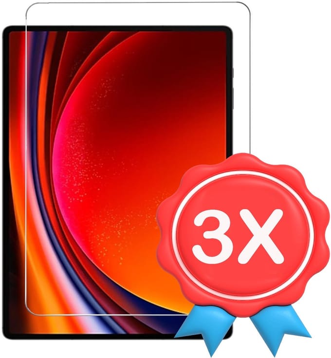 Screenprotector Glas - Tempered Glass Screen Protector Geschikt voor: Samsung Galaxy Tab S10 Plus / S9 Plus / Tab S9 FE Plus - 12.4 Inch - 3x