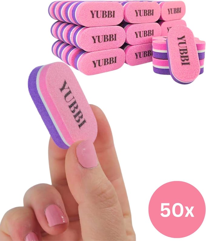 YUBBI 50 Stuks Mini Buffer Nagelvijlen - Bufferblokken - Nagelbuffer - Spons Nagelvijl - Dubbelzijdig 100/180 Grit