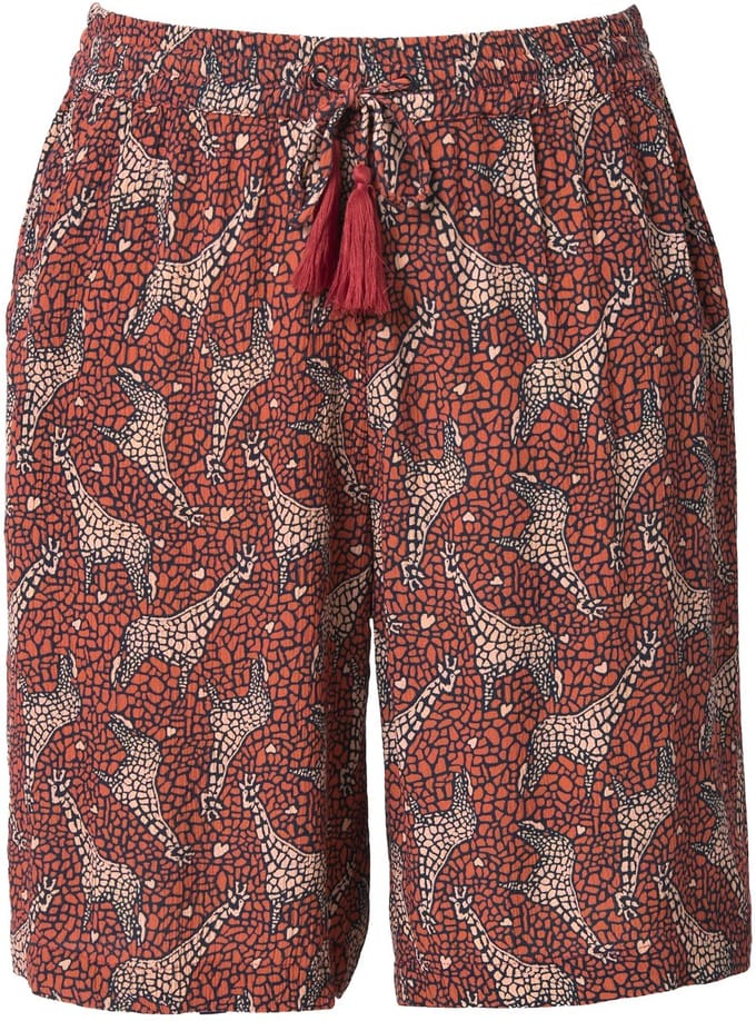 Ulla Popken - Dames - Instap-bermuda Rose giraffen wijde pijpen - Terra - Maat 62+