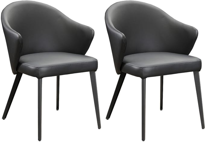 Vente-unique Set van 2 Stoel met armleuningen van leer en staal - Zwart - MIBELLY van Maison Céphy