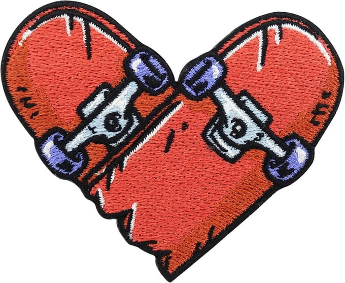 Strijklappen en Naaipatch met Skateboard Hart Ontwerp voor Kleding Reparatie