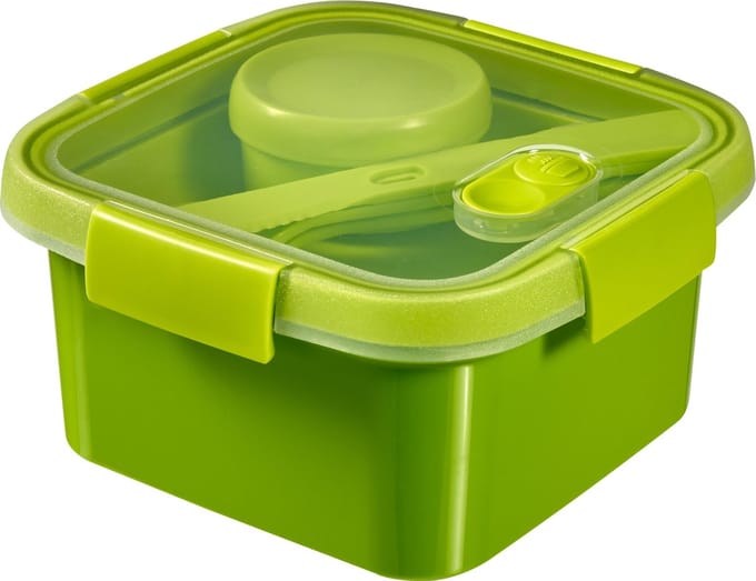 Curver Smart To Go Lunchset - 1,1L + Bestekset & Sauscup - Groen