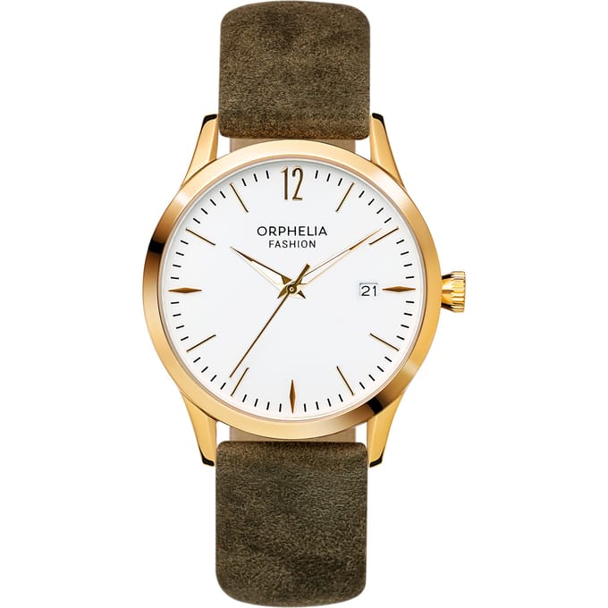 Orphelia Suede OF714822 Horloge - Leer - Groen - Ø 36 mm