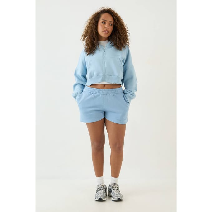 Dames Dsgn Studio Boxy Crop Hoodie Met Rits | Blue | Maat: 2XL