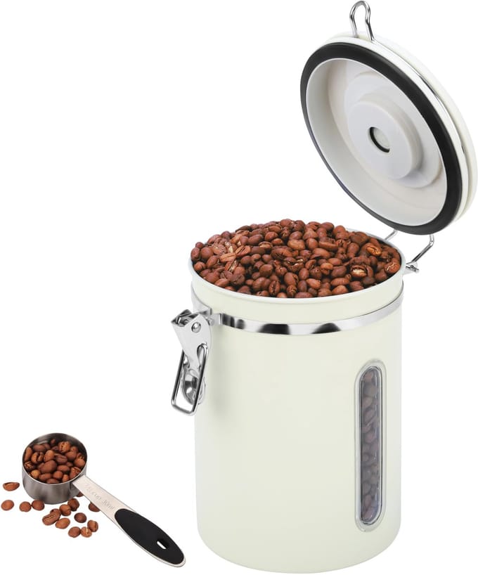 Unyqoos ® Koffieopslagcontainer met Luchtdichte Sluiting en Datumindicator voor Optimale Versheid