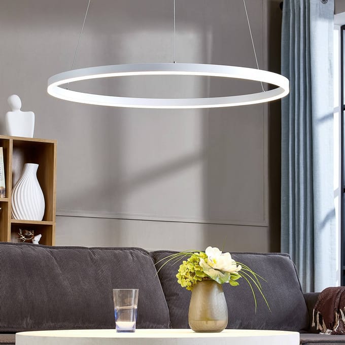 Arcchio LED hanglamp Albiona, wit, 1 ring, Ø 80 cm