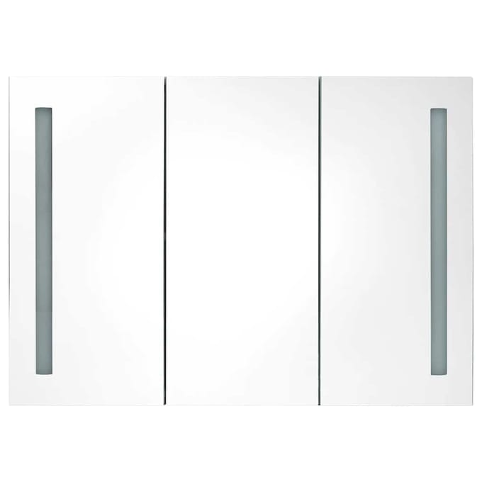 vidaXL - Badkamerkast - met - spiegel - en - LED - 89x14x62 - cm - glanzend - wit
