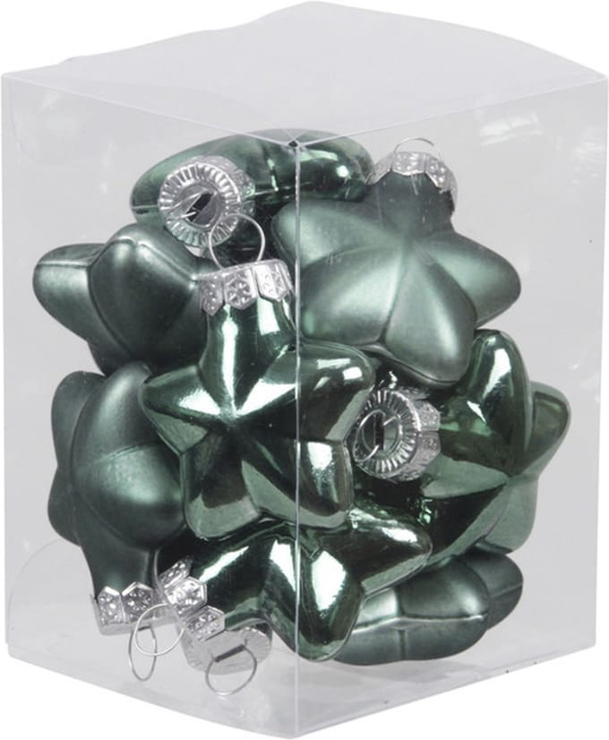 Othmar Decorations Kerstornamenten - sterren - 12x st - emerald groen - 4 cm - glas - kerstversiering
