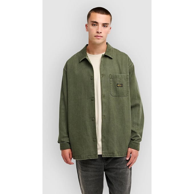 Quiksilver Castle Hill Overhemd Met Lange Mouwen Groen L Man