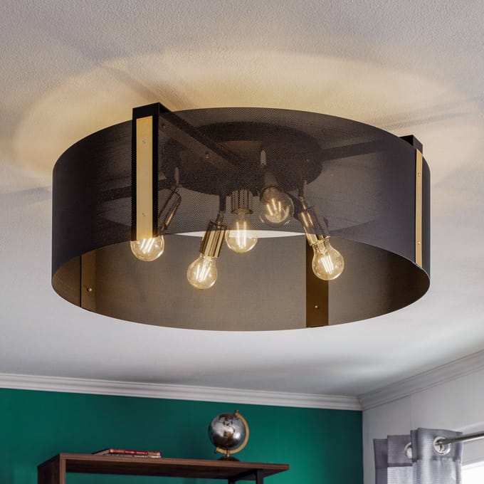 Euluna Plafondlamp Etro, Ø 70 cm zwart/goud