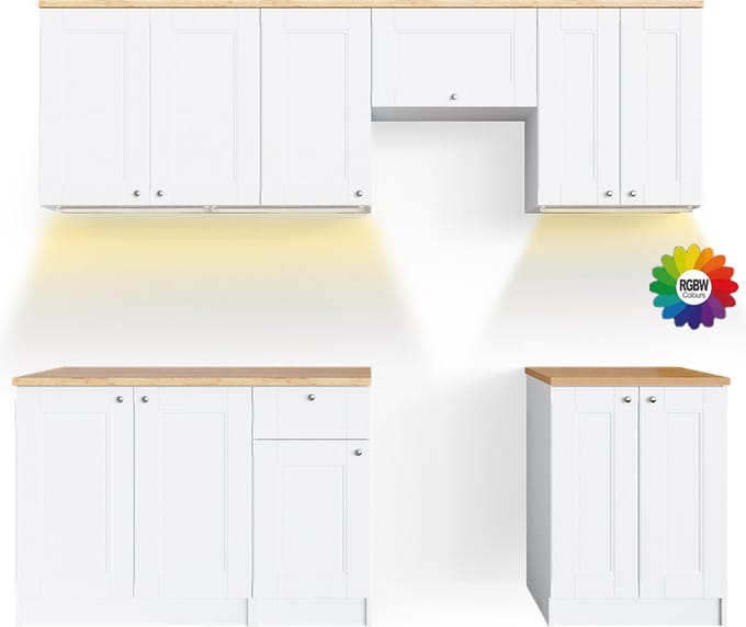 Vicco Bergamo Keukenblok – 240 cm, WB Goldkraft Wit