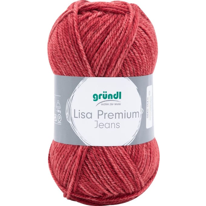 Gründl Wol "Lisa Premium Jeans" - Oriëntaals rood gevlekt