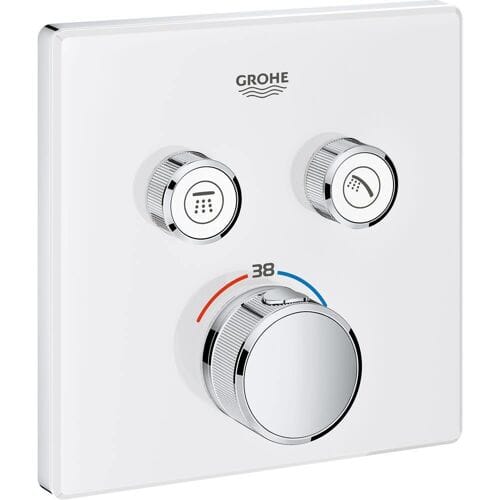 GROHE Grohtherm SmartControl Thermostatiche Douchekraan - Inbouw mengkraan - Met omstelling -Vierkant - Wit