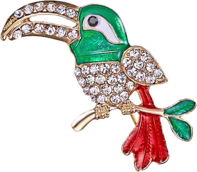 Fako Bijoux® - Broche - Vogel - Toekan - 29x41mm - Groen