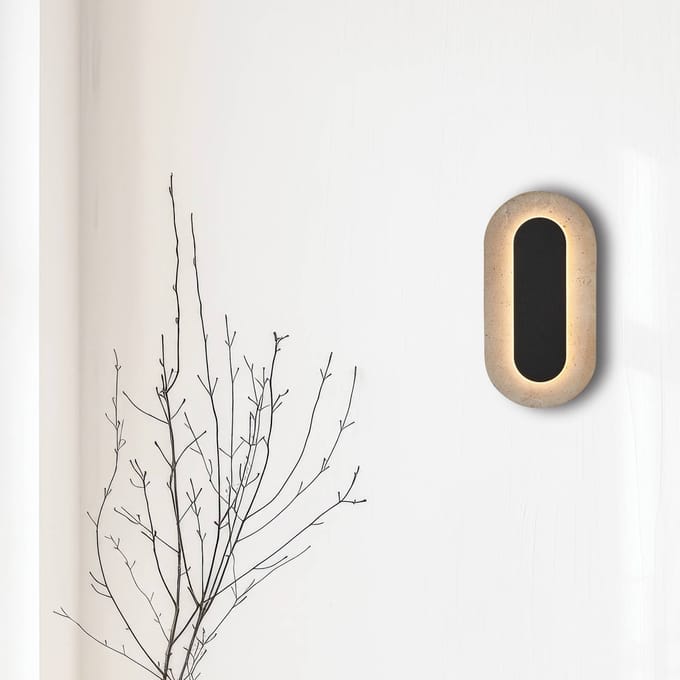 Viokef LED wandlamp Miranda, beige/zwart, hoogte 30 cm, steen