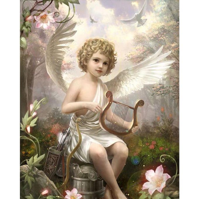 5d diamant broderie petit ange bricolage diamant peinture point de croix 20X30CM white