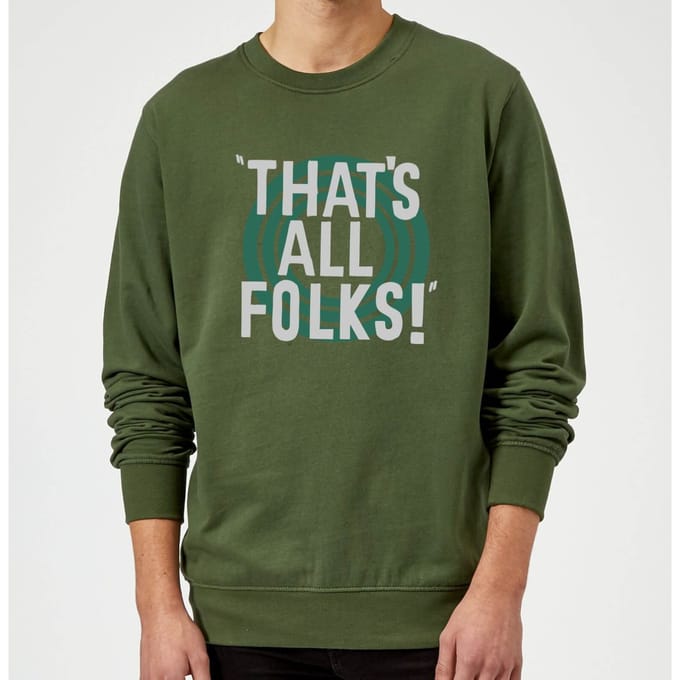 Looney Tunes That's All Folks Trui - Donkergroen - XL